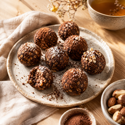 Bocaditos Energéticos de Cacao, Dátiles y Nueces